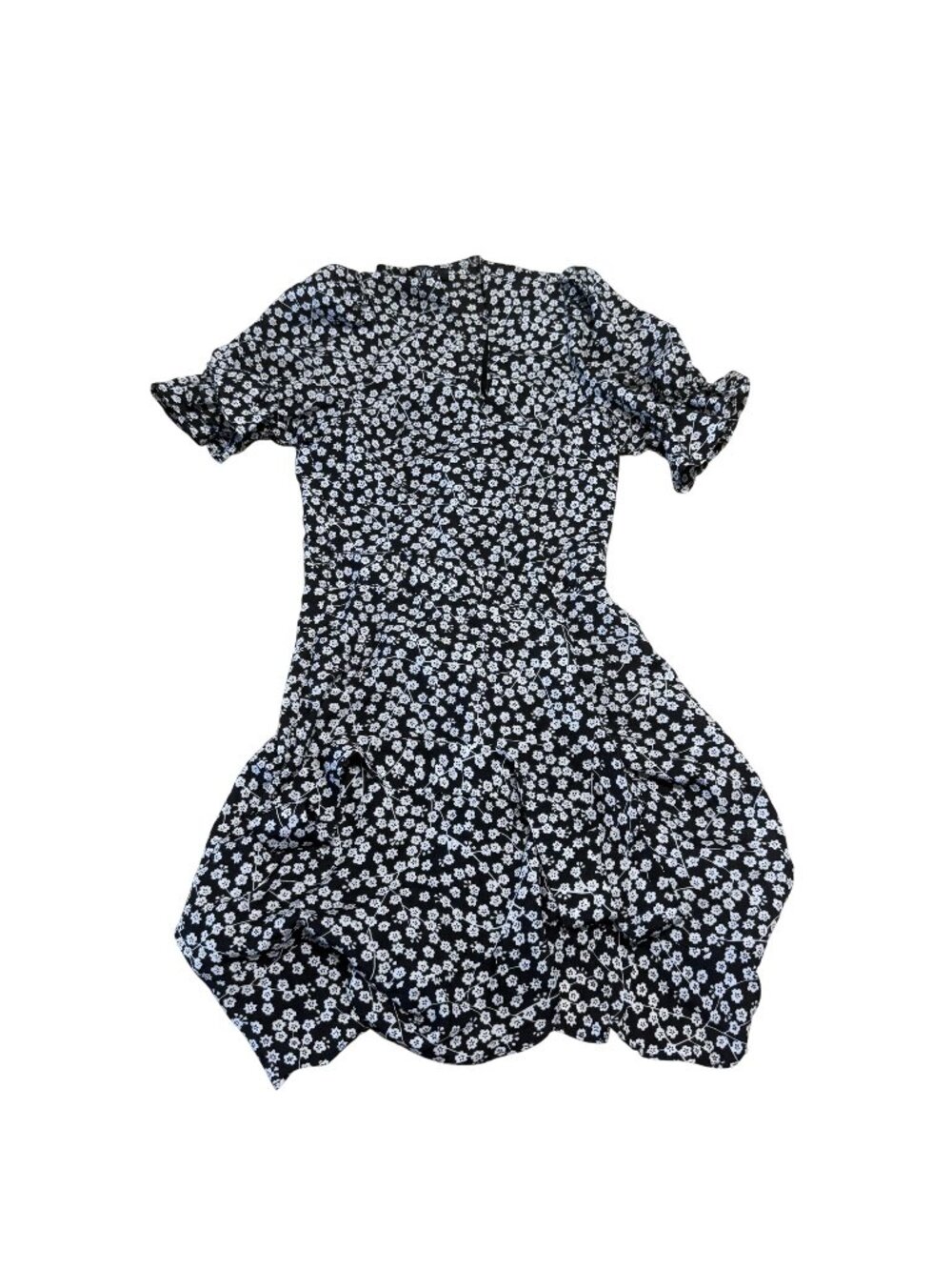 White Fox Boutique Short Sleeve Black White Floral Mini Dress Women's X-Small XS